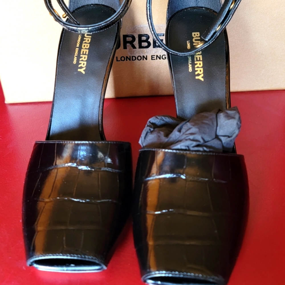 Burberry peep toe high heel sandals